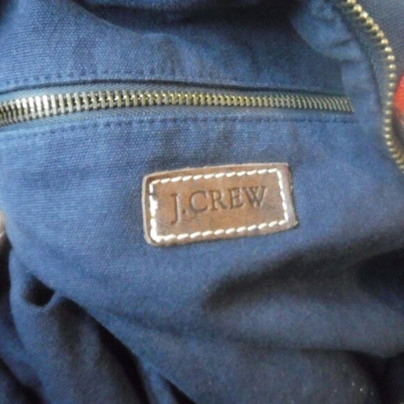 J, Crew Heavy Blue and Red Canvas Duffle Bag J Crew Canvas Rope pull string Bag - Picture 5 of 13